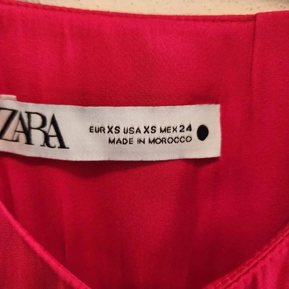 Zara 100% Polyester Maxi Dress Women Size XS Red V-Neck Sleeveless Zip - Picture 5 of 11